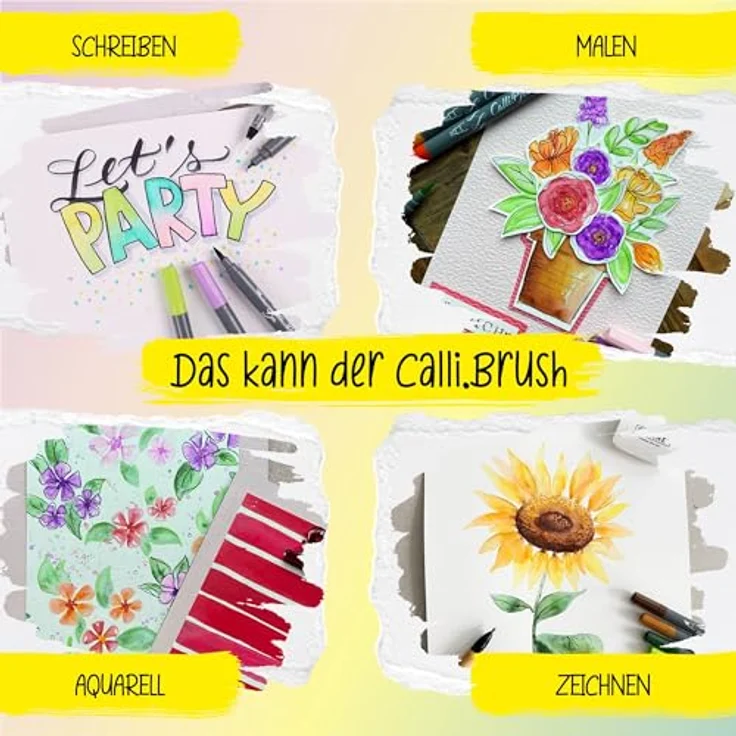 ONLINE® Calli.Brush Double Pastel Brush-Pens, 5er Set mit Kalligrafie- und Pinselspitze in Grau, Hellgrün, Pink, Violett, Gelb – Bild 7