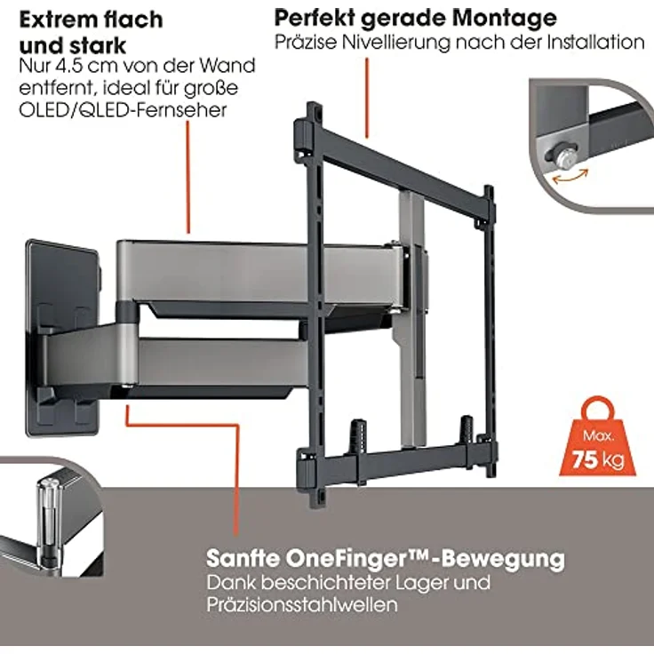 Vogel's TVM Elite 5855 Ultrastarke schwenkbare TV-Wandhalterung für große und schwere Fernseher von bis zu 100 Zoll und 75 kg, Schwenkbar bis zu 120°, Max. VESA 600x400, Universelle Kompatibilität – Bild 3