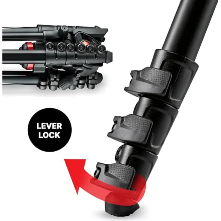 Manfrotto Befree Live Alu Reisestativ QPL (Klemmverschluss, mit Fluid-Video Kopf inkl. Tasche, Traglast: 4kg, Packmaß: 40cm, Gewicht: 1,75kg) – Bild 7