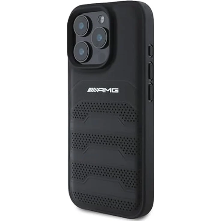 CG Mobile AMG AMHCP16XGSEBK Hülle für iPhone 16 Pro Max 6.9" Schwarz hardcase Leather Debossed Lines Black Logo – Bild 2
