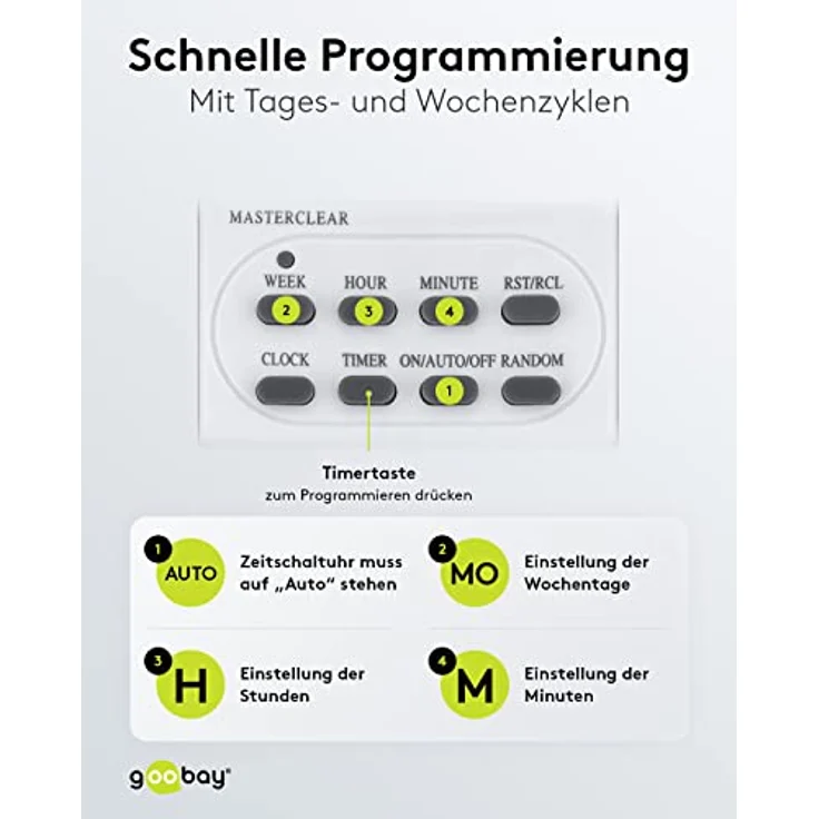 Goobay 2er Pack Digitale Zeitschaltuhr, 2 ) (Pack of 2) – Bild 6