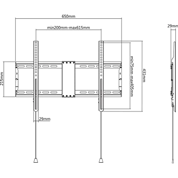 DELTACO Office ARM-0201, Schwerlast klappbare Wandhalterung für 37"-80" TVs, 70 kg Traglast, VESA 200x200-600x400, schwarz, mit Anti-Diebstahl-Design – Bild 7