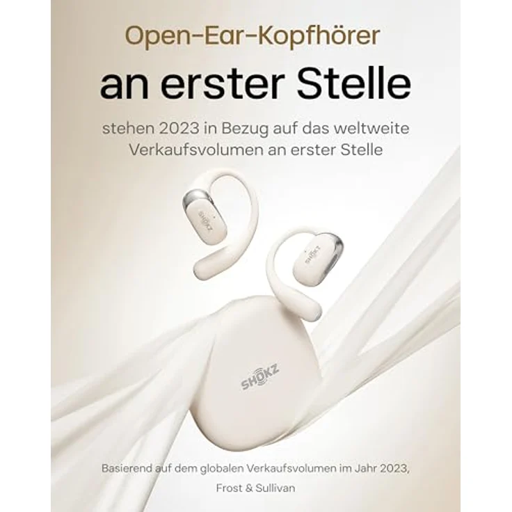 SHOKZ OpenFit 2 Open-Ear-Kopfhörer Bluetooth, 2025 Neue True-Wireless-Ohrhörer mit Mikrofon, 48 Stunden Wiedergabezeit, IP55 Wasserfest, Beige – Bild 2