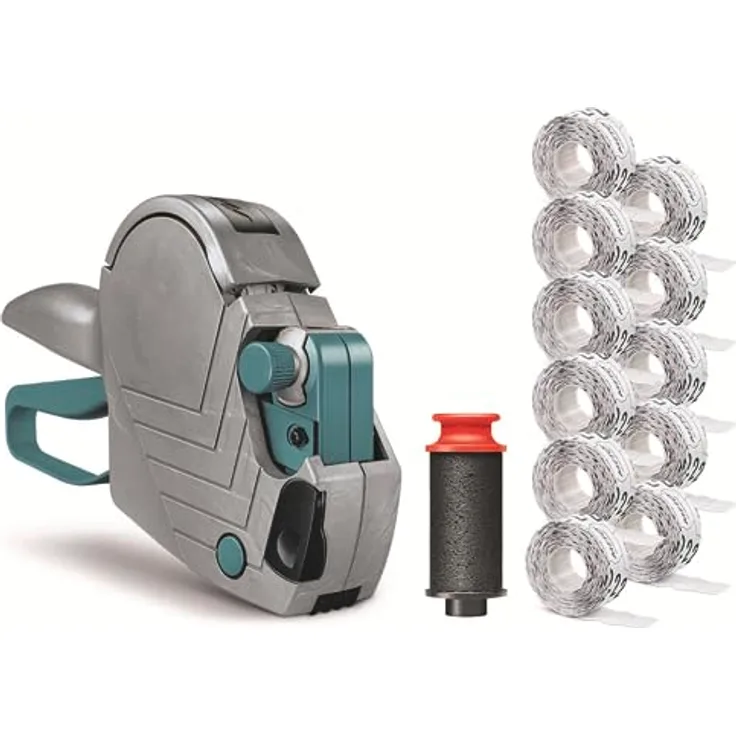 METO Starter Kit Basic S 822, Beschriftungsgerät für industrielle Anwendungen, 1-zeilige Druckfunktion, inkl. 11 Etiketten, Silber