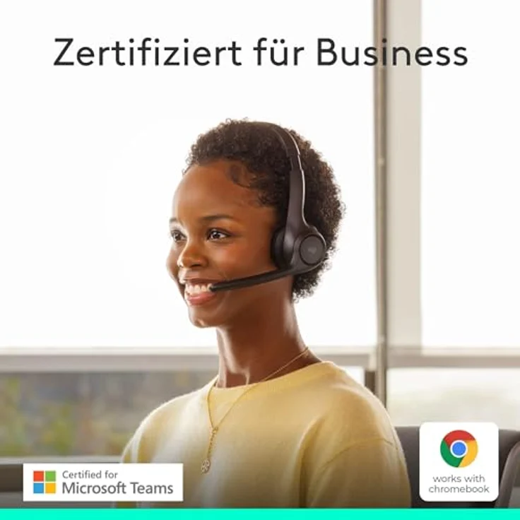 Logitech Zone 305 for Business, kabelloses Bluetooth-Headset mit Mikrofon, für Microsoft Teams, kompatibel mit Windows, Mac, Chrome, Linux, iOS, iPadOS, Android - Schwarz – Bild 2