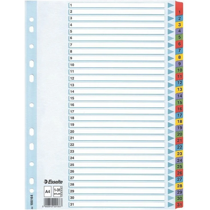 ESSELTE Aktenordner, Register 1-31, DIN A4, 31-tlg. Karton, weiß - Preisvergleich – Bild 1