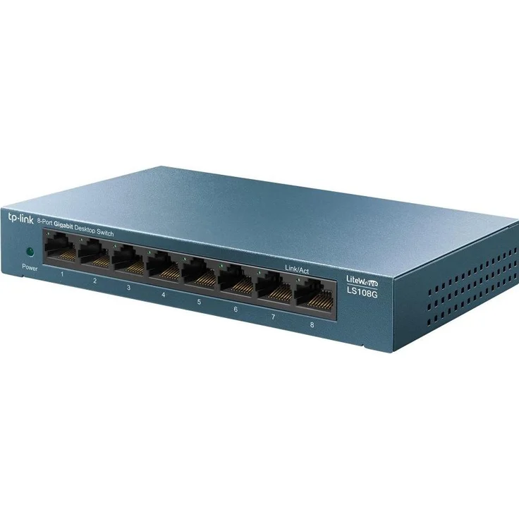 TP-Link LS108G, 8-Port Desktop Netzwerk Switch mit 1000 Mbps, Blau, energieeffizient und Plug-and-Play