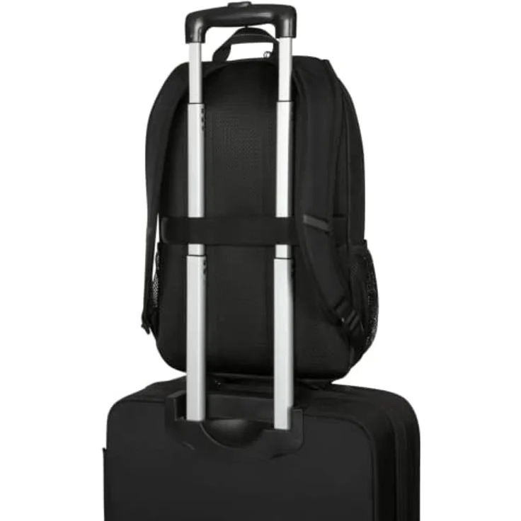 Targus Classic Backpack, Notebook Rucksack bis 40,6 cm (16 Zoll), schwarz, mit gepolstertem Hauptfach und Trolley-Gurt – Bild 8