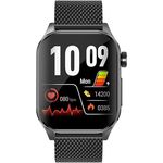 Knauermann PRO 3 (2024) Schwarz - Gesundheitsuhr Smartwatch mit Telefoniefunktion - EKG + HRV und SOS Funktion - AMOLED Display- BT Bluetooth - Schlafapnoe - Milanaiseband Schwarz, 14-24