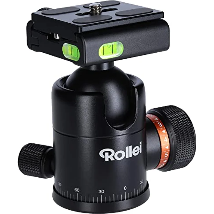 Rollei Stativ Kugelkopf für C6i Stativ, professioneller 360 Grad Stativkopf mit Friktion, 12 KG Tragkraft und 3 Wasserwaagen.Inkl. Acra Swiss Schnellwechselplatte – Bild 2