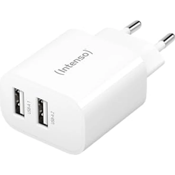 Intenso Power Adapter W24AA, USB-A Ladegerät mit 2 USB-A Anschlüssen, 24 Watt, weiß – Bild 1