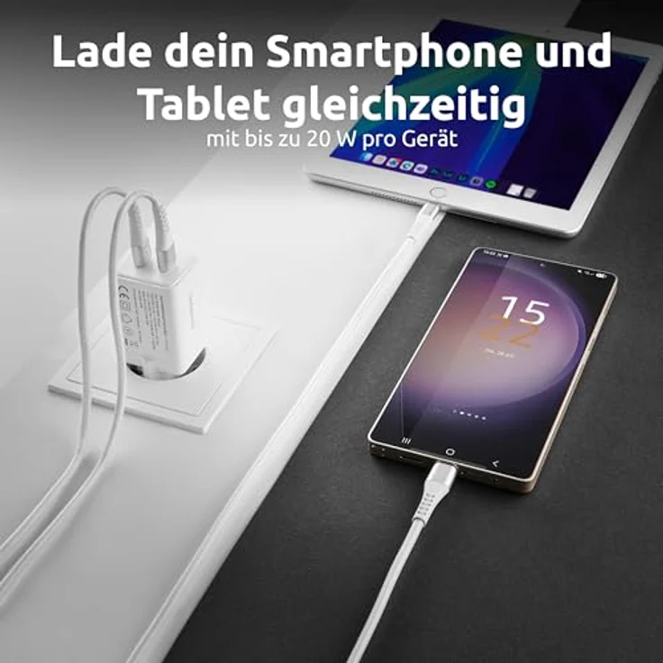 Intenso Power Adapter 40W, 2x USB-C Induktions-Ladegerät, Weiß, kompakt und mit GaN-Technologie – Bild 4
