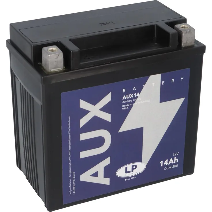 Landport AGM AUX14 12V 14Ah Stützbatterie für PKW und Start-Stopp-Systeme, 200A Kaltstartleistung, Ersatz für A2115410001