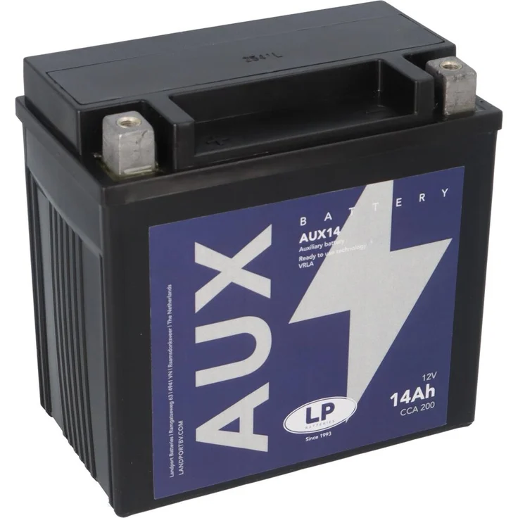 Landport AGM AUX14 12V 14Ah Stützbatterie für PKW und Start-Stopp-Systeme, 200A Kaltstartleistung, Ersatz für A2115410001