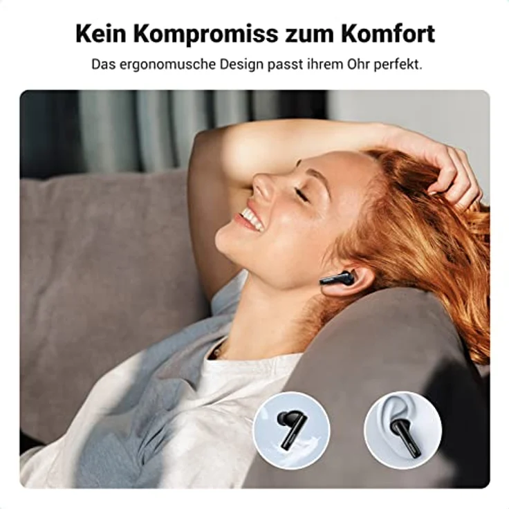 UGREEN HiTune T3 Bluetooth Kopfhörer In Ear, kopfhörer kabellos mit 10mm-Treiber, aktive Geräuschunterdrückung, tiefer Bass, Bluetooth 5.2, 24 Std. Spielzeit, KI-Anruf Rauschunterdrückung, Schwarz – Bild 5