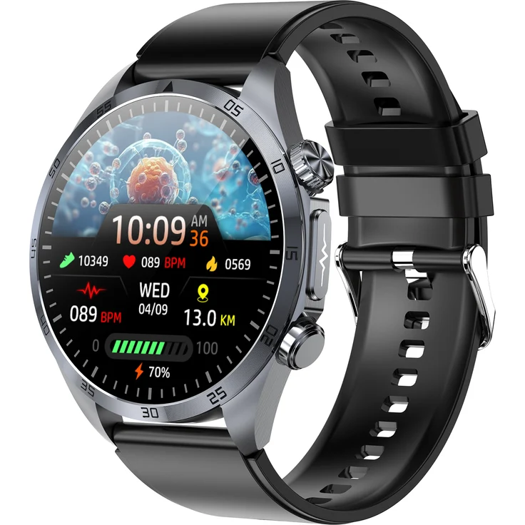INF Smartwatch mit fortschrittlichem Gesundheits-Tracking, Herzfrequenz- und Blutsauerstoffmessung, schwarz