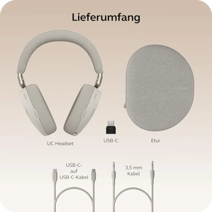 Jabra Evolve3 85, schnurloses Stereo Headset mit KI-gestützter Sprachisolierung und adaptiver Geräuschunterdrückung, Bluetooth, USB-C, Warmgrau – Bild 13