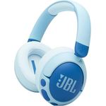 JBL Junior 470 NC, Kabellose Over-Ear Bluetooth-Kopfhörer mit Active-Noise-Cancelling für Kinder, Mikrofon, 50 h Wiedergabe, Safe Sound, geringer Lautstärke, Simpler Bedienung und Stickern, Blau