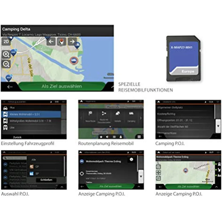 XZENT X-MAP27-MH1, Micro SD-Karte mit Reisemobil Navigation für XZENT X-427 und X-F270, 47 Länder Karten, Camping P.O.I. Paket, 1 Jahr kostenfreie Kartenupdates – Bild 4