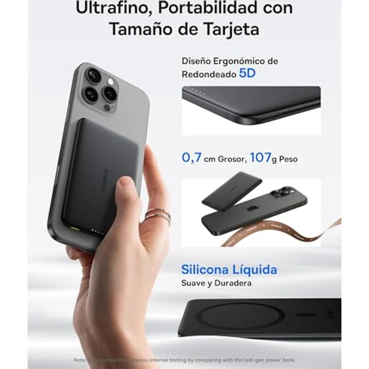 Baseus PicoGo AM41 Powerbank, 5000mAh, 20W PD + FQI, ultradünn und leicht, Schwarz – Bild 3