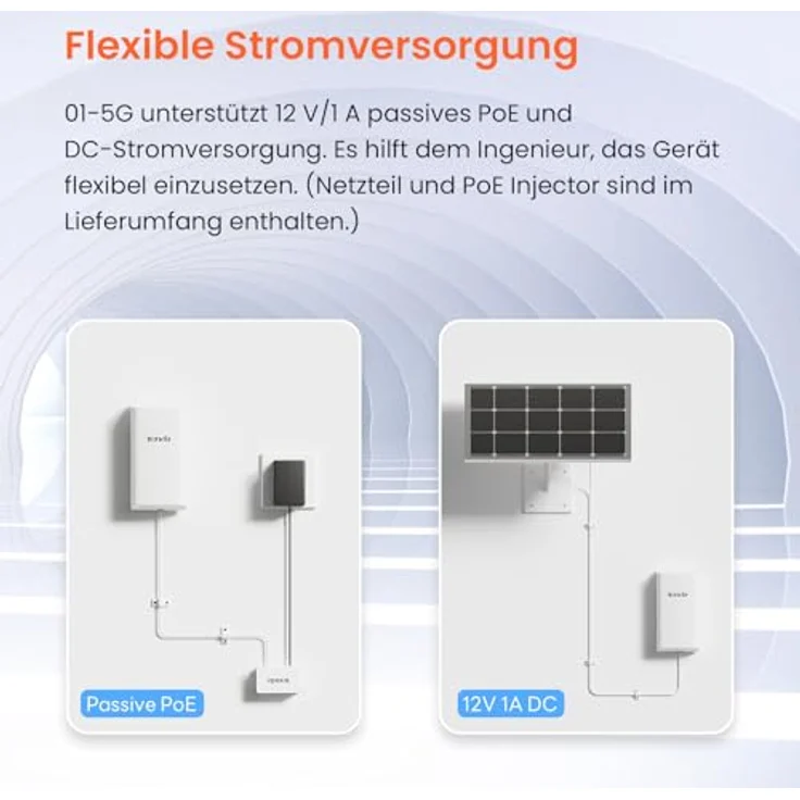 Tenda WLAN Bridge Outdoor WLAN Access Point O1-5G, 867 Mbit/s, 5GHz, 9dBi Richtantenne, Passive PoE, zentrales Management, IP65 Wasserdicht – Bild 5