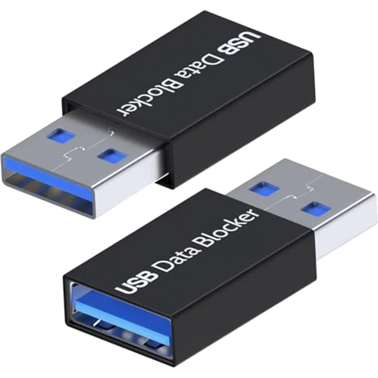 MMOBIEL USB Datenblocker, Lade-Only Adapter mit Datenschutzschutz vor Hackern und Juice Jacking, 2er Pack, Schwarz
