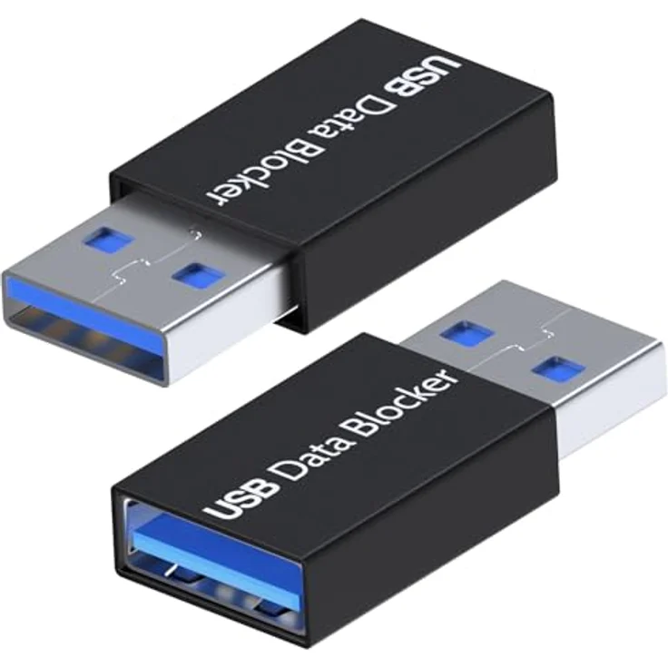 MMOBIEL USB Datenblocker, Lade-Only Adapter mit Datenschutzschutz vor Hackern und Juice Jacking, 2er Pack, Schwarz – Bild 1
