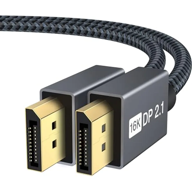 IVANKY 16K DisplayPort Kabel 2.1, 2M, 16K@60Hz, 8K@120Hz, Gaming Kabel mit HDR10, G-Sync und FreeSync - Grau