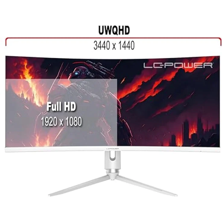 LC-POWER 34 Zoll Ultra WQHD Gaming Curved Monitor 3440x1440, 165Hz, HDR10, 1ms, 1500R, FreeSync, USB-Hub,KVM-Switch, LC-M34-Q-C-PRO, Schwarz – Bild 4