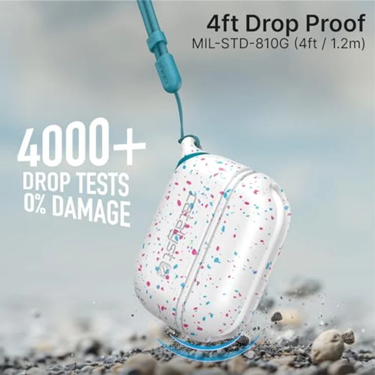 Catalyst Waterproof & Drop Proof Case für AirPods Pro (2. Generation) Special Edition mit kabellosem Laden, Soft Skin und Karabiner (Funfetti) – Bild 5
