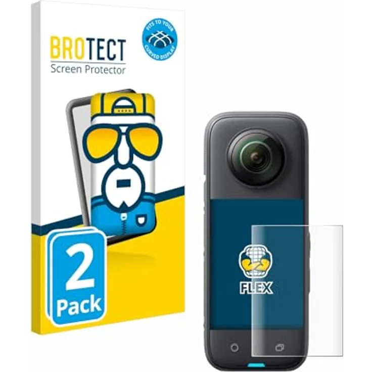 BROTECT 2x Full-Cover Schutzfolie für Insta360 X3 Full-Screen Displayschutz-Folie [3D Curved, Anti-Fingerprint, Kristall-Klar] – Bild 2
