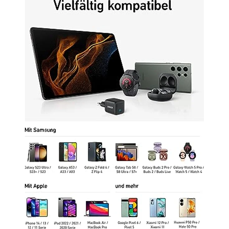 Anker 313 Charger, 45W USB C Ladegerät, Ace abnehmbares PPS Ladegerät unterstützt ultraschnelles Laden 2.0 für Samsung Galaxy S22/S23 Ultra/S22+, Note 10/+/ 20/S20 (Kabel Nicht enthalten) – Bild 5