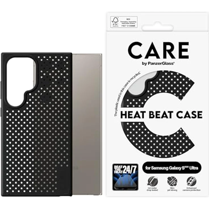Panzerglass Care Heat Beat-Schutzhülle für Samsung Galaxy S25 Ultra, Wärmeableitung, verbesserte Kameraschutz, recycelter Kunststoff, Schwarz – Bild 3