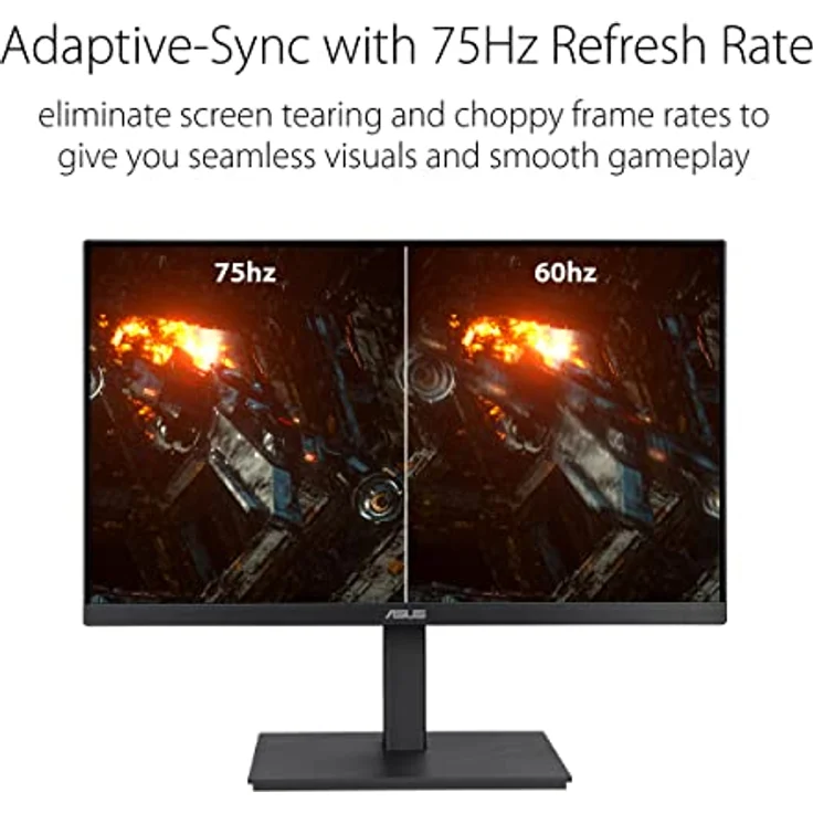 ASUS Eye Care VA27EQSB 27 Zoll Full HD Monitor ergonomisch Flicker-Free Blaulichtfilter Adaptive-Sync 75 Hz 16:9 IPS Panel 1920x1080 DisplayPort HDMI D-Sub USB Hub Schwarz – Bild 3