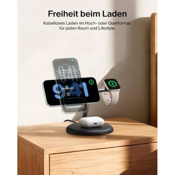 Belkin UltraCharge 3-in-1 Wireless Charging Stand, Qi2, 25 Watt, Schwarz – Bild 8