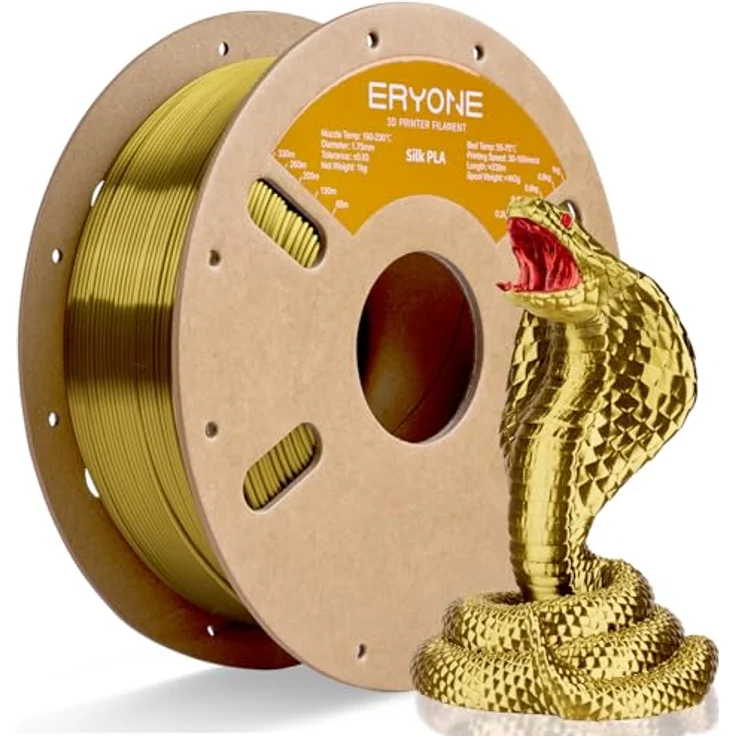 ERYONE Silk PLA Filament 1.75 mm, 3D Drucker Filament PLA Silk in Seiden Brass, 1 kg/Spule, hohe Kompatibilität, biodegradierbar – Bild 1