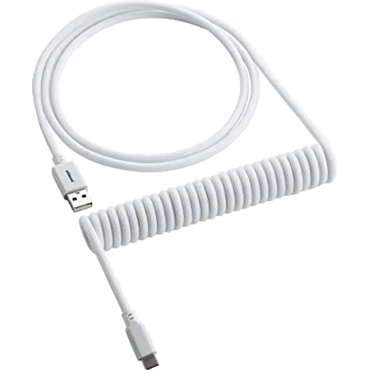 CableMod Classic Coiled Keyboard Cable - Spiralkabel für Tastatur USB C auf USB Typ A - Gaming Tastaturkabel 1,5m Lange - Hohe Lebensdauer - Weiß