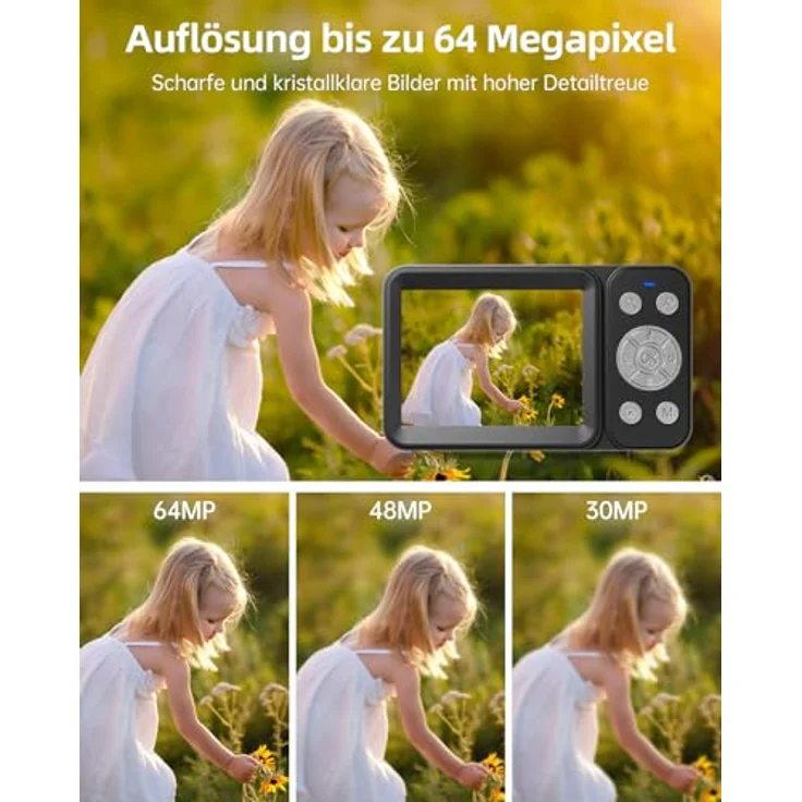 Rollei Compactline 64, Digitalkamera mit 64MP und 18X Zoom, Dual Display für Kids und Anfänger, Schwarz – Bild 2