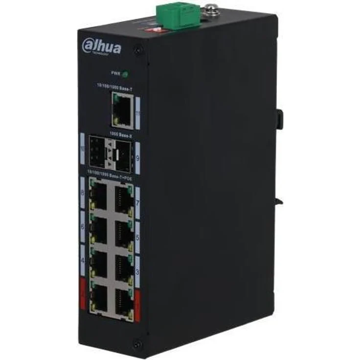 Dahua PFS3211-8GT-120-V2, 9-Port PoE Switch mit 8 PoE-Ports und 120 Watt Budget, Schwarz
