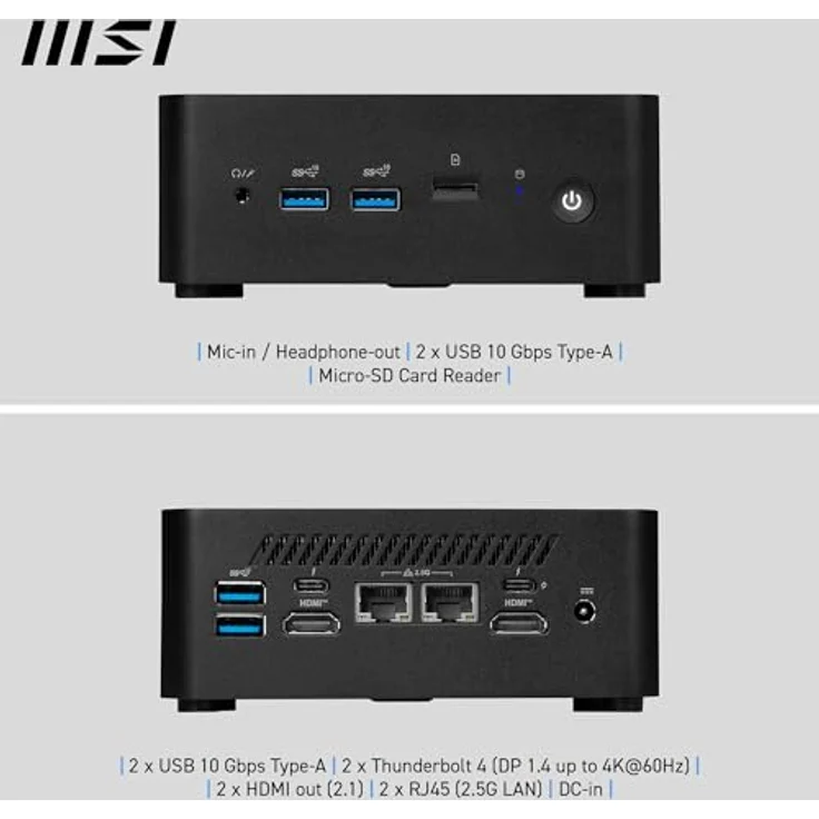 MSI CUBI NUC 1MG-213D, Mini PC mit Intel® Core™ i3 100U, 8 GB RAM, 256 GB SSD, UHD Graphics, Windows 11 Pro, schwarz – Bild 6