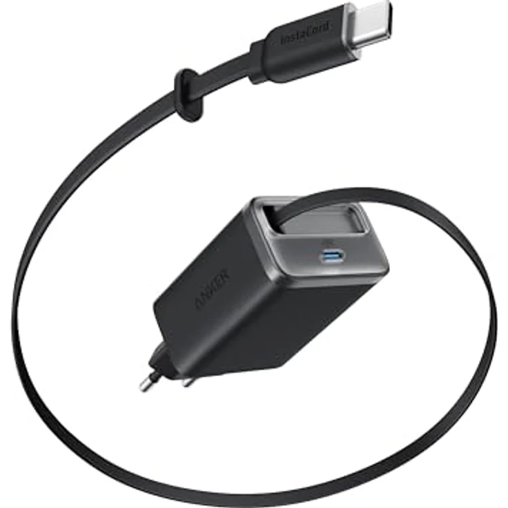 Anker Nano USB-C Ladegerät, 35W Max, kompaktes Netzteil mit 2 Anschlüssen und integriertem Anker InstaCord-Kabel, für iPhone 16 Serie, iPad, Pixel – Bild 1
