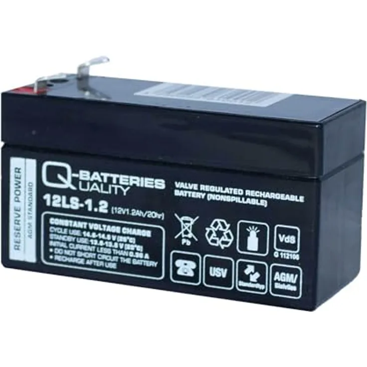 Quality Batteries Stützbatterie für Mercedes, AGM-Batterie mit 1,2 Ah Kapazität, 97 x 48 x 58 mm