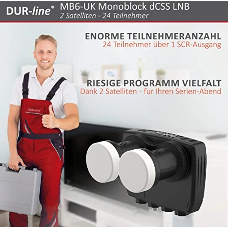 DUR-line MB6-UK UHD 8K Monoblock-LNB, für 24 Teilnehmer, Schwarz – Bild 6