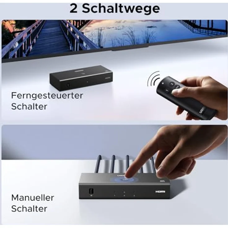 UGREEN HDMI Switch 3 in 1 Out, 4K@60Hz HDMI Splitter mit Fernbedienung, unterstützt HDR10+ und HDCP2.2, kompatibel mit PS5/4/3, Xbox, Blu-ray Player – Bild 5