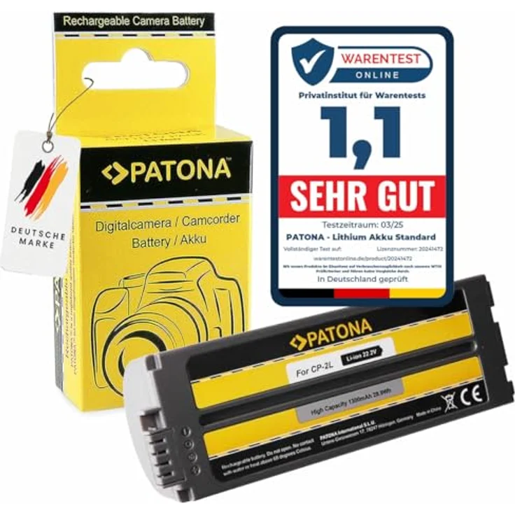 PATONA CP-2L Akku 1300mAh Li-ion Ersatzakku mit Infochip kompatibel mit Canon Selphy CP-200, CP-300, CP-400, CP-500, CP-600, CP-710, CP-750, CP-910, CP-1000, CP-1200, CP-1300, CP-1500 Fotodruckern – Bild 1