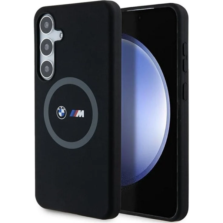 BMW M Silicone Printed Ring MagSafe Case für Samsung Galaxy S24+, Schwarz, exklusive Silikonhülle mit hochwertiger Verarbeitung