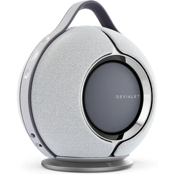 Devialet Mania, tragbarer Bluetooth Lautsprecher mit 10 h Akkulaufzeit, IPX4 Spritzwasserschutz, USB-Stromversorgung, Grau
