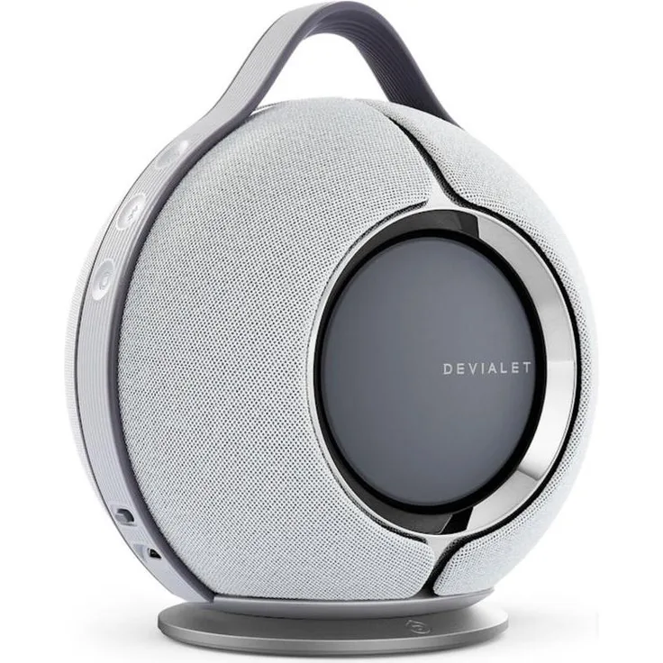 Devialet Mania, tragbarer Bluetooth Lautsprecher mit 10 h Akkulaufzeit, IPX4 Spritzwasserschutz, USB-Stromversorgung, Grau