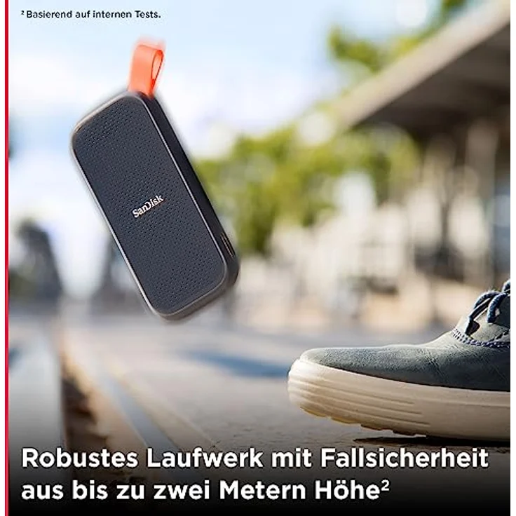 SanDisk Portable SSD 2 TB (externe Festplatte mit SSD Technologie 2,5 Zoll, 800 MB/s Übertragungsraten, robustes Laufwerk, robuste Befestigungsschlaufe aus strapazierfähigem Gummi) grau – Bild 5