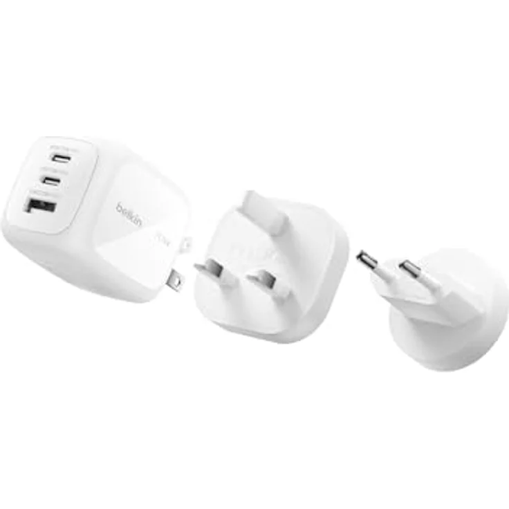 Belkin Boostcharge 70 W USB-C Ladegerät, 2x USB-C und 1x USB-A, effizientes Schnellladen, weiss – Bild 1